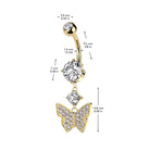 Cherry Diva belly bar 14 Crystal Wings Butterfly Belly Bar