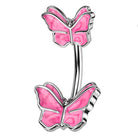 Cherry Diva Belly Bar 14 Gauge Butterfly Belly Button Bar