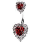 Cherry Diva belly bar 14 Gauge Crystal Cluster Heart Belly Button Bar