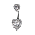 Cherry Diva belly bar Clear Crystal 14 Gauge Crystal Cluster Heart Belly Button Bar