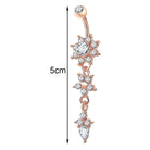 Cherry Diva Belly Bar 14 Gauge Dangling Triple Crystal Flower Belly Button Bar
