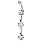 Cherry Diva belly bar 14 Gauge Double Dangling Gemstone Belly Bar