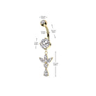 14 Gauge Double Dangling Marquise Flower Belly Bar size chart