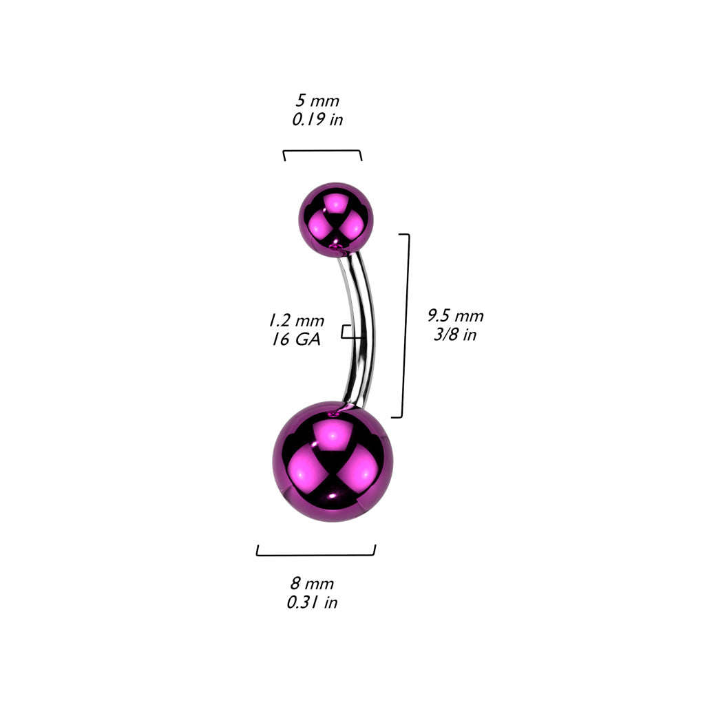 14 Gauge Glass Coated Surgical Steel Belly Bar Cherry Diva