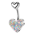 Cherry Diva belly bar 14 Gauge Glitter Heart Heart Shaped Belly Button Bar