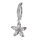 Cherry Diva belly bar 14 Gauge Hinged Dangling Crystal Flower Belly Button Ring