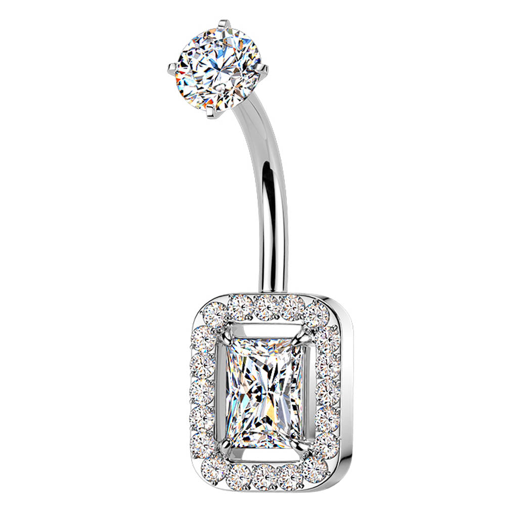 Cherry Diva Belly Bar 14 Gauge Hypoallergenic Chunky Crystal Belly Bar