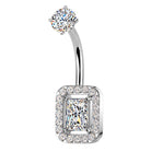 Cherry Diva Belly Bar 14 Gauge Hypoallergenic Chunky Crystal Belly Bar