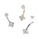 Cherry Diva Belly Bar 14 Gauge Hypoallergenic Crystal Diamond Belly Bar