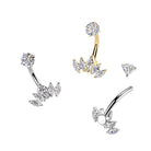 Cherry Diva Belly Bar 14 Gauge Hypoallergenic Crystal Fan Belly Bar