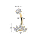 Cherry Diva Belly Bar 14 Gauge Hypoallergenic Crystal Fan Belly Bar