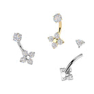 Cherry Diva Belly Bar 14 Gauge Hypoallergenic Crystal Flower Belly Bar