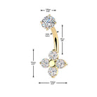 Cherry Diva Belly Bar 14 Gauge Hypoallergenic Crystal Flower Belly Bar
