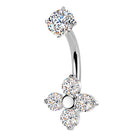 Cherry Diva Belly Bar 14 Gauge Hypoallergenic Crystal Flower Belly Bar