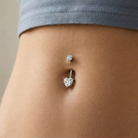 Cherry Diva Belly Bar 14 Gauge Hypoallergenic Crystal Heart Belly Bar