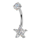 Cherry Diva Belly Bar 14 Gauge Hypoallergenic Crystal Star Belly Bar