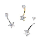 Cherry Diva Belly Bar 14 Gauge Hypoallergenic Crystal Star Belly Bar