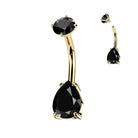 Cherry Diva Belly Bar 14 Gauge Hypoallergenic Double Onyx Belly Button Bar