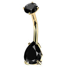 Cherry Diva Belly Bar 14 Gauge Hypoallergenic Double Onyx Belly Button Bar