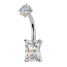 Cherry Diva Belly Bar 14 Gauge Hypoallergenic Rectangular Crystal Belly Bar