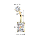 Cherry Diva Belly Bar 14 Gauge Hypoallergenic Rectangular Crystal Belly Bar