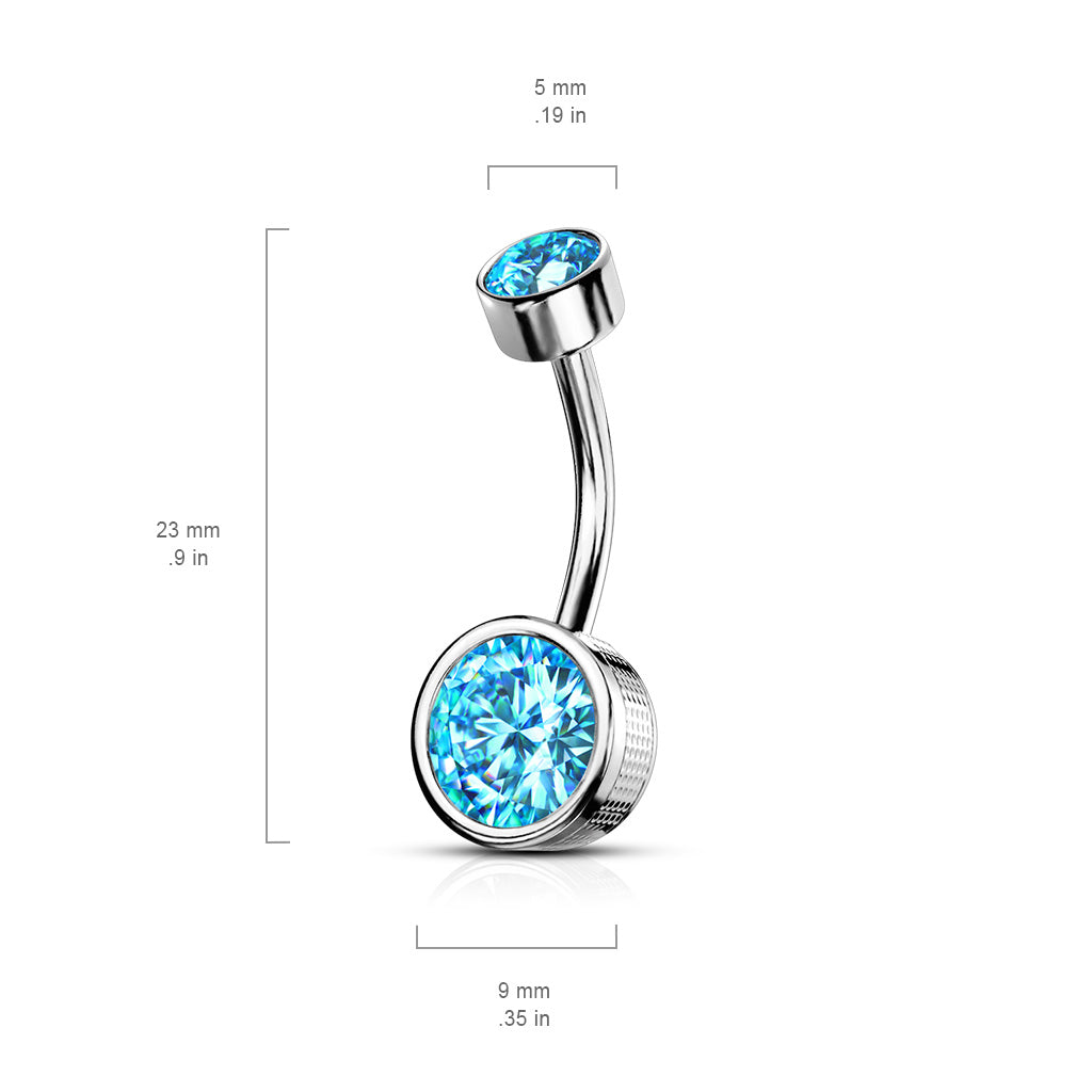 Internally Threaded Silver Crystal Belly Button Ring Size Guide