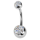 Cherry Diva Belly Bar 14 Gauge Internally Threaded Titanium Double Crystal Belly Bar