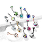 Cherry Diva Belly Bar 14 Gauge Internally Threaded Titanium Double Crystal Belly Bar