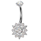 Cherry Diva Belly Bar 14 Gauge Internally Threaded Titanium Flower Belly Button Bar