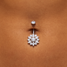 Cherry Diva Belly Bar 14 Gauge Internally Threaded Titanium Flower Belly Button Bar