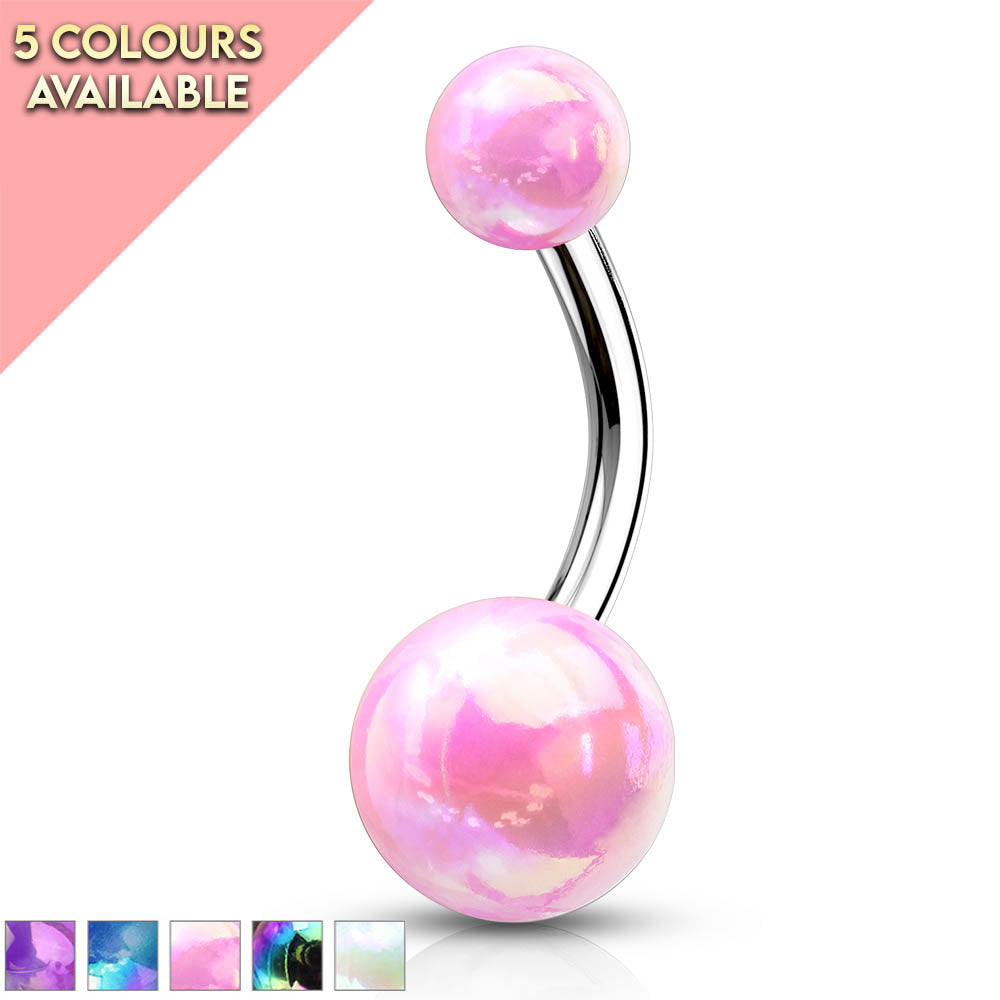 Cherry Diva belly bar 14 Gauge Metallic AB Finish Belly Button Bar