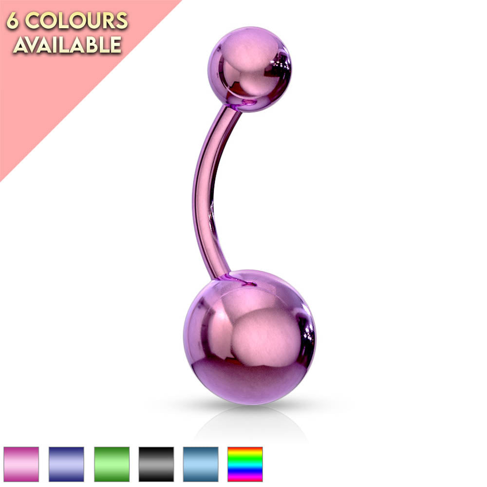 Cherry Diva belly bar 14 Gauge Metallic Finish Titanium IP Belly Button Bar