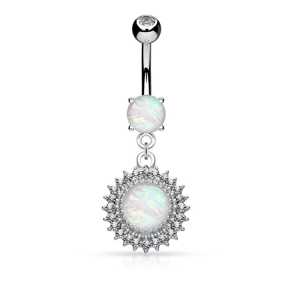 14 Gauge Opal Sunburst Belly Bar