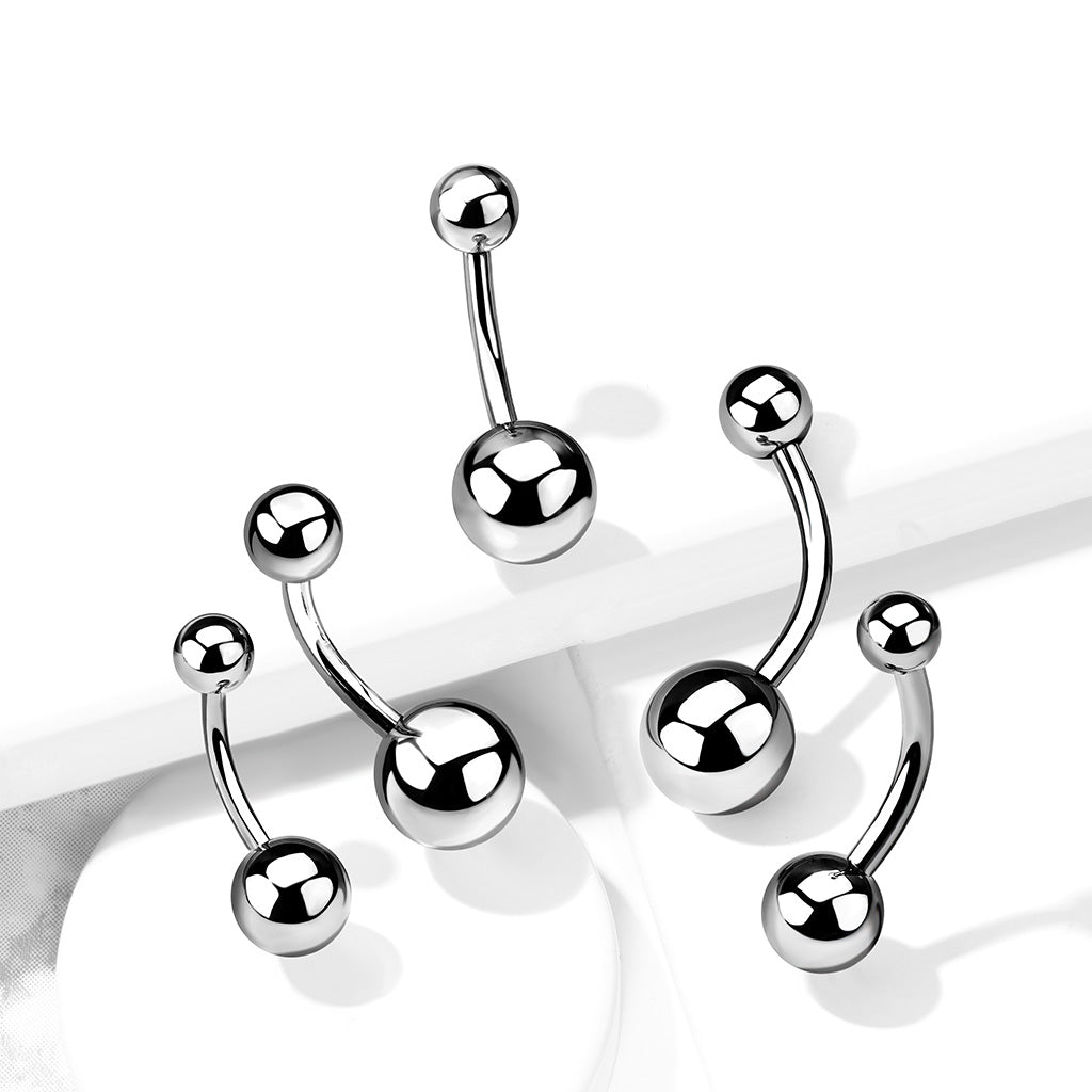 14 Gauge Silver Finish Titanium Belly Button Bar Display