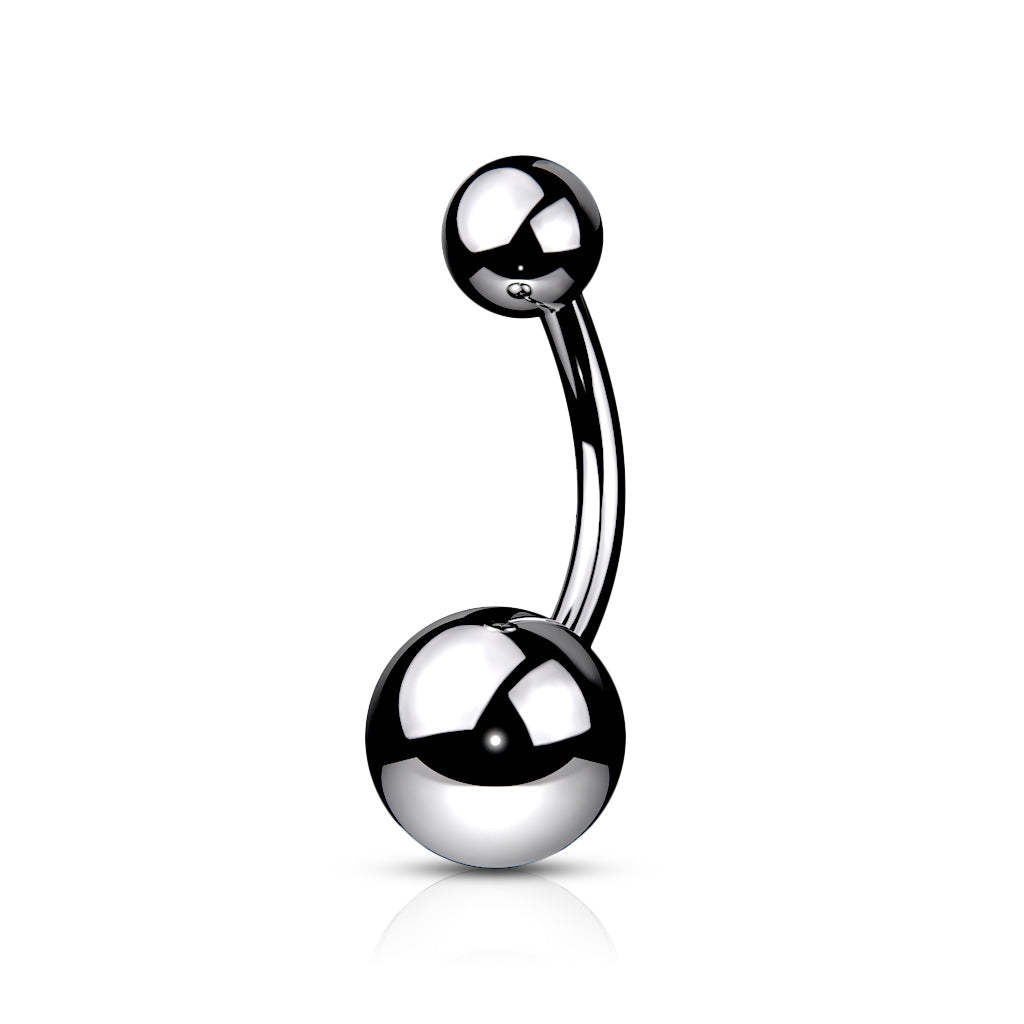 14 Gauge Silver Finish Titanium Belly Button Ring