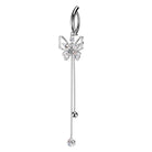 Cherry Diva belly bar 14 Gauge Surgical Steel Hinged Butterfly Belly Button Ring