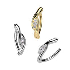 Cherry Diva belly bar 14 Gauge Surgical Steel Hinged Crystal Centre Belly Button Ring