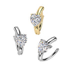 Cherry Diva belly bar 14 Gauge Surgical Steel Hinged Crystal Heart Belly Button Ring