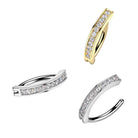 Cherry Diva belly bar 14 Gauge Surgical Steel Hinged Crystal Lined Belly Button Bar