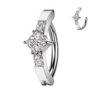 Cherry Diva belly bar 14 Gauge Surgical Steel Hinged Diamond Belly Button Ring