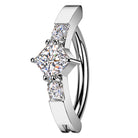 Cherry Diva belly bar 14 Gauge Surgical Steel Hinged Diamond Belly Button Ring