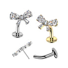 Cherry Diva Belly Bar 14 Gauge Threadless Titanium Bow Floating Belly Button Bar