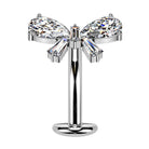 Cherry Diva Belly Bar 14 Gauge Threadless Titanium Bow Floating Belly Button Bar