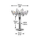 Cherry Diva Belly Bar 14 Gauge Threadless Titanium Crystal Belly Floating Button Bar