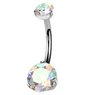 Cherry Diva Belly Bar 14 Gauge Titanium Aurora Crystal Belly Button Bar