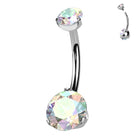 Cherry Diva belly bar 14 Gauge Titanium Aurora Crystal Belly Button Bar