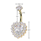 Cherry Diva Belly Bar 14 Gauge Titanium Crystal Cluster Heart Belly Button Bar
