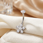 Cherry Diva Belly Bar 14 Gauge Titanium Crystal Flower Belly Button Bar