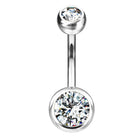 Cherry Diva belly bar 14 Gauge Titanium Double Crystal Belly Bar