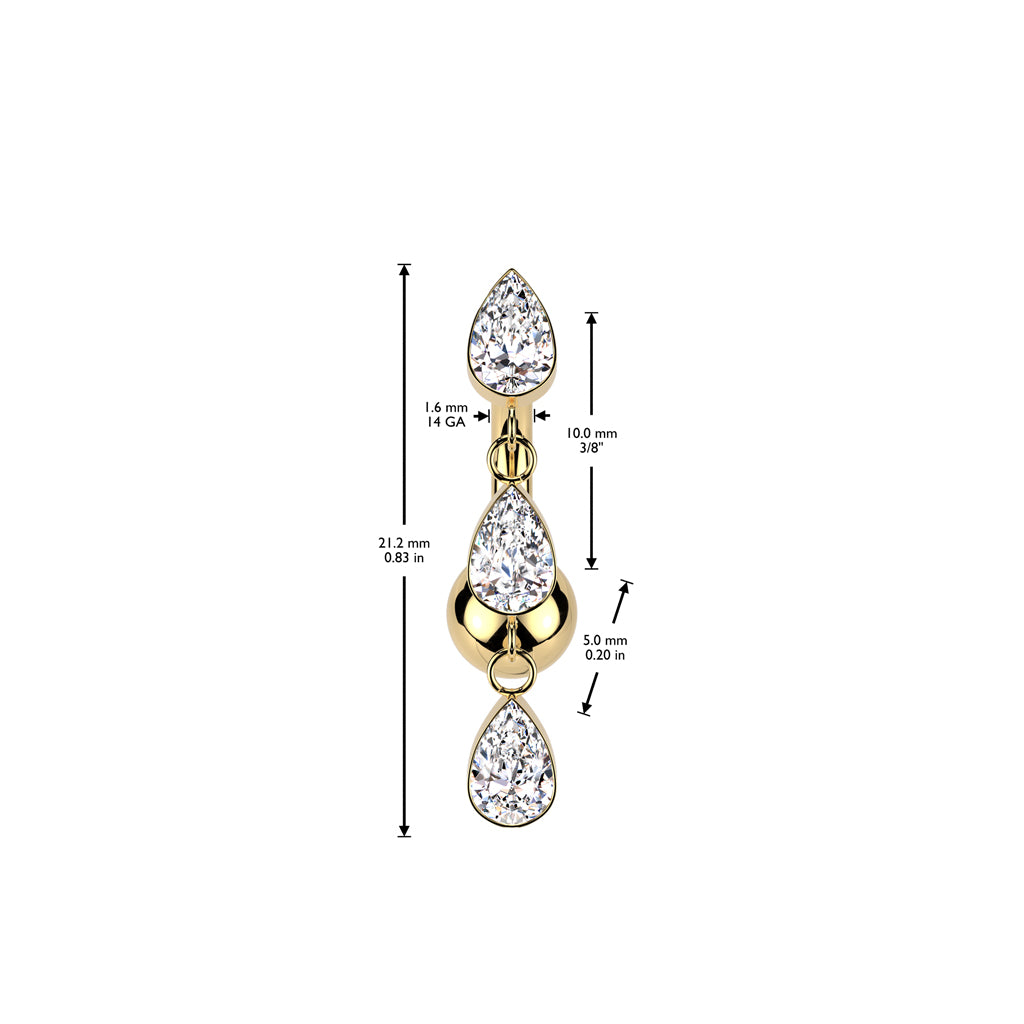 Cherry Diva belly bar 14 Gauge Titanium Threadless Dangling Reverse Belly Button Bar
